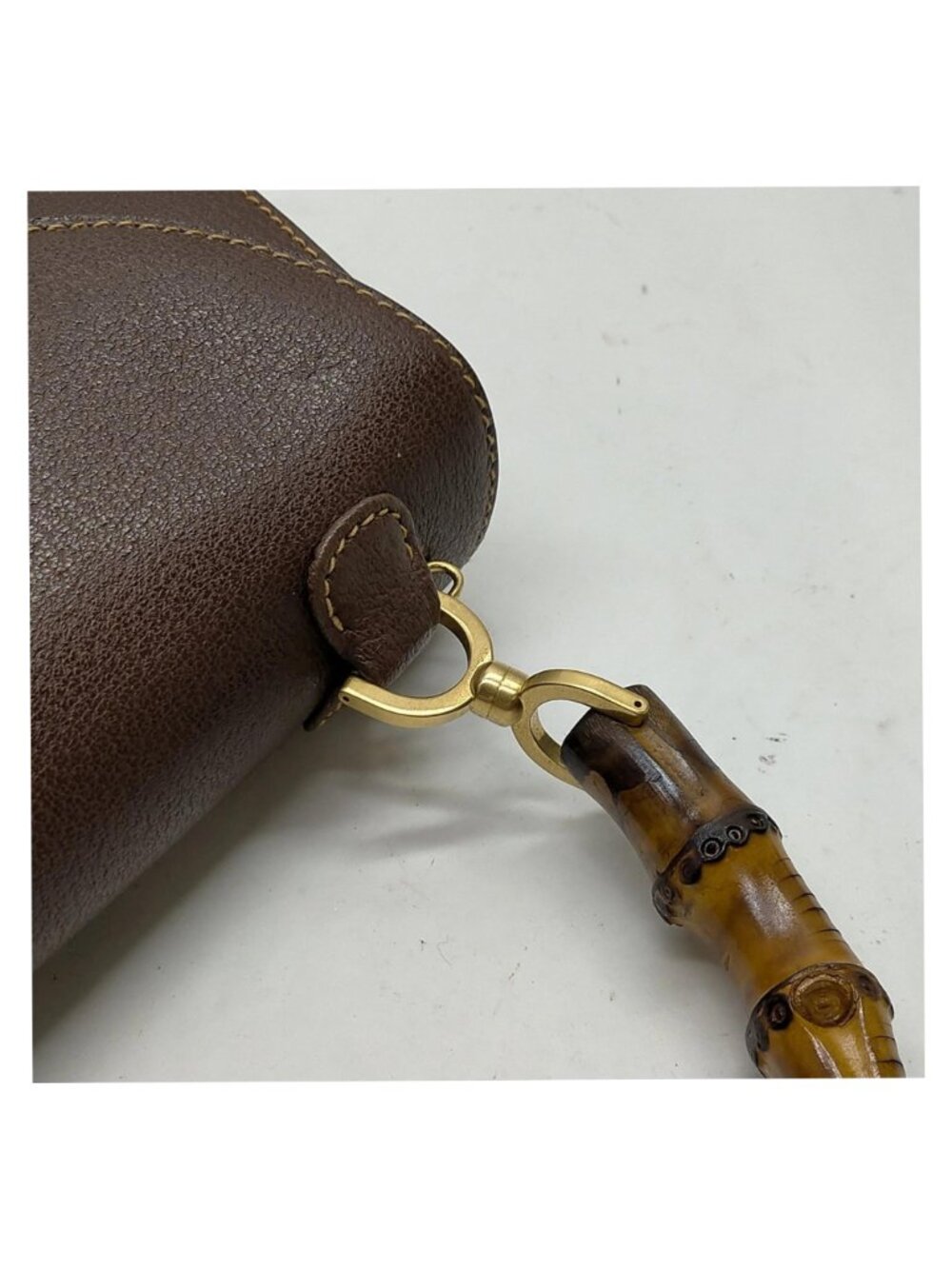 Authentic Gucci Bamboo Top Handle Brown Leather Vintage Bag Handbag Purse - Picture 7 of 16